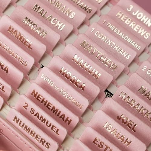 UPAFEXXI-Leather Bible Tabs, Bible Tabs for Women and Men(Gold Foil Lettering) Large Print Stickers, Easy to Read and Apply, 80 Chapters Labels for Easy Navigation(Pink) thumbnail 3