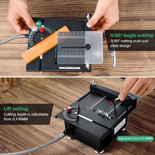 Mini Multi Functional Table Saw, mini Table Saws for Crafts, Portable Mini Desktop Electric Saw for Wood Cutting, Height & Angle Adjustable with More Accessories, for Wood, Plastic Acrylic Cutting thumbnail 6