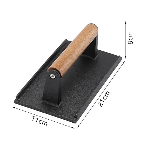 Shoze Cast Iron Steak Press Weight Non-Stick Bacon Grill Press Flat BBQ Grill Accessories Griddle Kit for Home Kitchen Black 20 X 10 Cm thumbnail 3