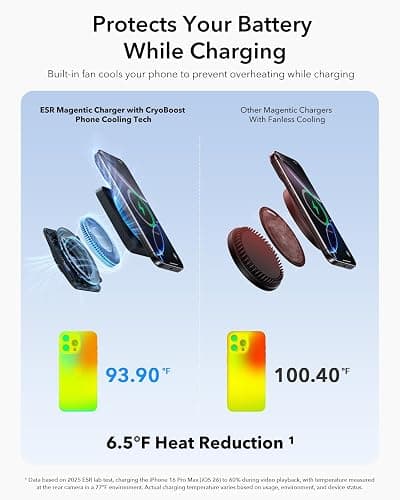 ESR Station de Charge 3-en-1, Certifiée Qi 2.2, 25 W, MagSafe, avec CryoBoost, pour iPhone 16/15/14/13/12, AirPods, Apple Watch, Noir thumbnail 3