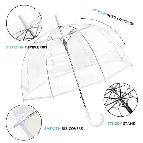 Klare Luftblase Regenschirm Rainproof Canopy Klare Regenschirme für Erwachsene,Perfekt für Hochzeiten Graduierung Foto - J Hook Griff automatisch öffnen thumbnail 2