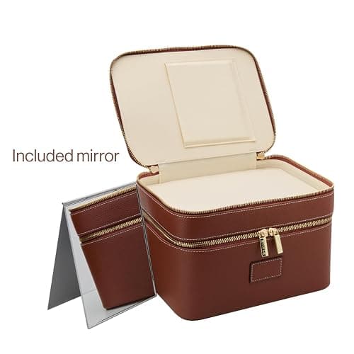 ETOILE - Duo Vanity Case Ginger Brown - Large Functional Travel Makeup Bag Organizer with Removable Divider & Mirror thumbnail 6