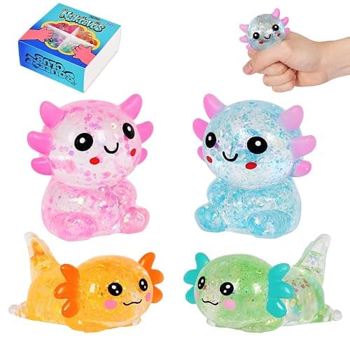 Nyktavos 4Pcs Axolotl Squeeze Toy, Slow Rise Stress Toy Relief Sensory Toy | Cute Squeeze Anxiety Pressure Ball, Portable Calming Fidget Toy for ADHD Autism, Gift Box Packed - Image 1