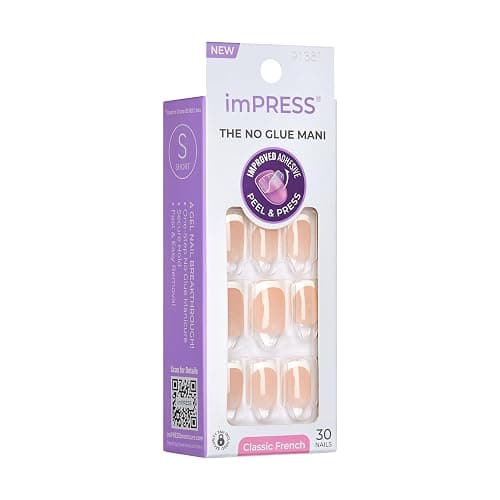 KISS imPRESS No Glue Mani Press On Nails, French, 'Model', White, Short Size, Squoval Shape, Includes 30 Nails, Prep Pad, Instructions Sheet, 1 Manicure Stick, 1 Mini File thumbnail 8