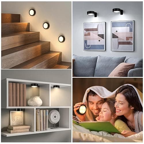 KELUOLY 4-Pack Picture Light Battery Operated with Remote, Led Lights Dimmable and Timer Painting Light, Art Display Light for Picture Frame Artworking Portrait, Home Wall Decor Puck Lights, Black thumbnail 7