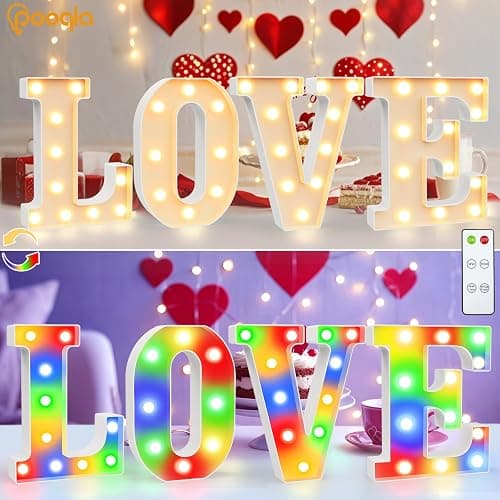 Pooqla LED Light Up Letters, Warm White and Colorful Lighted Marquee Letters with Remote, Lighted Letter for Party Birthday Decorations, Gift for Girls Boys Night Light, Wedding Home Decor, Letter A thumbnail 4