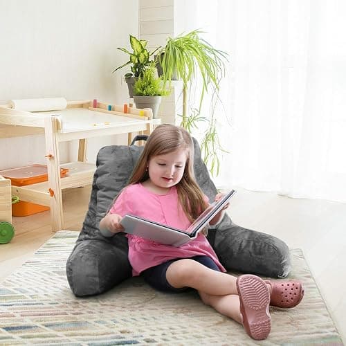 Nestl Reading Pillow Standard Bed Pillow, Back Pillow for Sitting in Bed Shredded Memory Foam Chair Pillow, Reading & Bed Rest Pillows Grey Back Pillow for Bed, Bed Chair Arm Pillow with Pockets - Standard - 07 - Dark Grey thumbnail 7