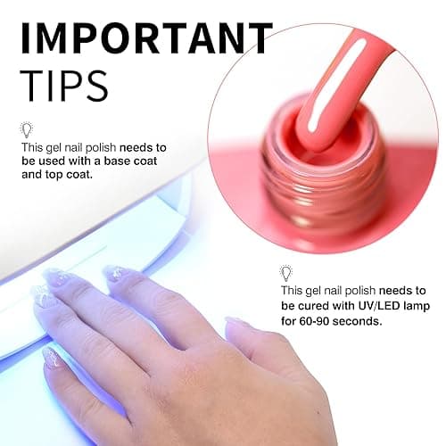 CANNI Pink Gel Nail Polish – 1pc 9ML Hot Grapefruit Pink Color, Soak Off UV LED Gel, High Gloss for French Manicure, DIY Nail Art & Salon Use thumbnail 5