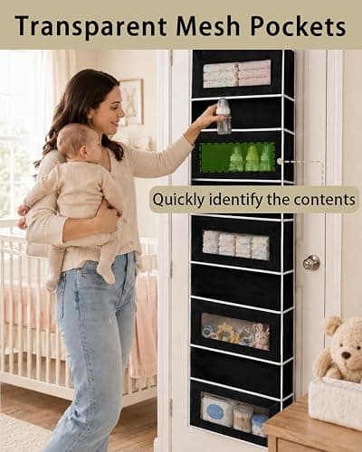 UFORU Over The Door Organizer Storage, 5 Tiers Large Capacity Door Hanging Organizer Shelf, 44lb Heavy-Duty Behind the Door Storage for Closet, Bathroom, Nursery, Bedroom, Shoes, Black thumbnail 6