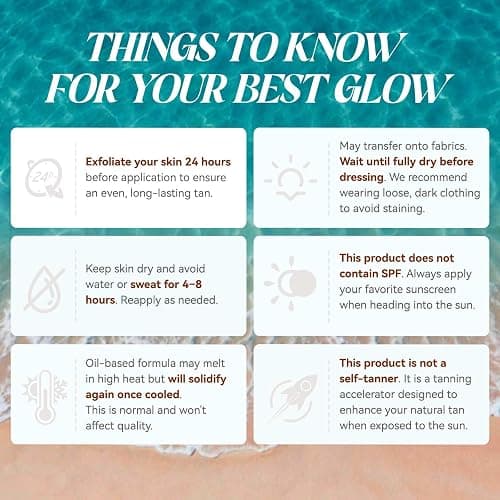 HAOTIME Tanning Lotion, Fast Tan Accelerator for Natural Browning, Deep Dark Tan with Beta-Carotene, Vitamins C & E, Natural Oils, Hydrating, Non-Greasy, Water-Resistant, Outdoor Tanning Gel, 5 Fl Oz thumbnail 9