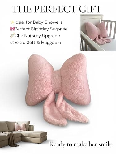 CAYAMBE DECOR Pink Bow Pillow - Aesthetic Coquette Bowknot Decorative Pillow for Bedroom, Cute Velvet Ribbon Knot Cushion for Girls Room Decor, Large 16x13in Soft Plush Throw Pillow for Bed or Sofa thumbnail 9