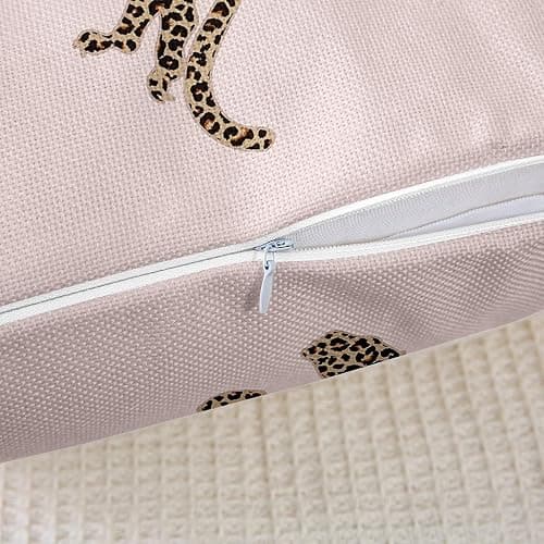 African Cheetah Throw Pillow Cover Leopard Print Safari Animal Skin Farmhouse Cushion Cover for Camper Office,Watercolor Pink Girls Room Decor Pillowcase Outdoor Pillow Cover, 1 Pack 18"x18" thumbnail 6