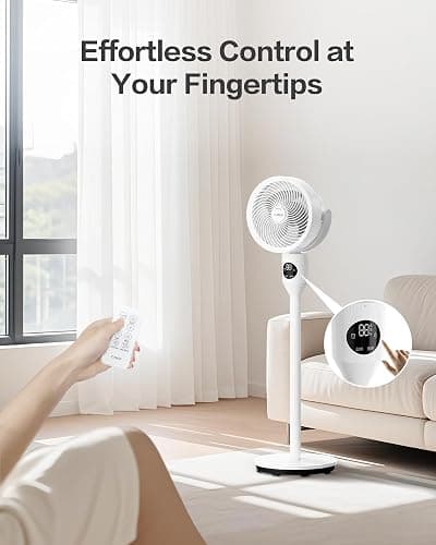Candy Standing Fan for Bedroom, 3 Heights Adjustable Pedestal Fan with Remote, 90° Oscillating Floor Fan, 8 Speeds & 3 Modes, 25dB Quiet Room Fan, 12H Timer, for Dorm, Home, Office thumbnail 9