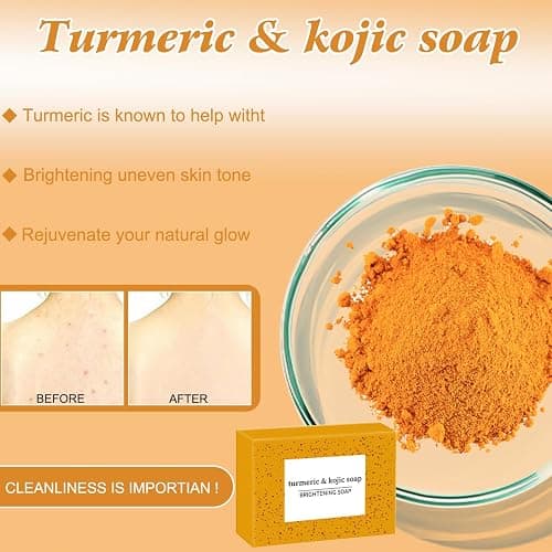 Turmeric Wash and Care Three Piece Set,Tuemeric Facial Cleanser & Turmeric Soap Bar & Turmeric Face Scrub Pads,Turmeric Cleansing Skincare Set for Face & Body, Deep Cleansing thumbnail 3
