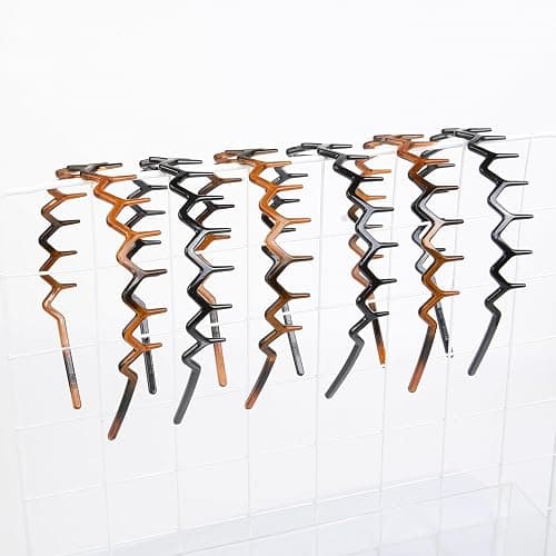 AIBFRID Zig Zag Headbands for Women Men Girls, Plastic Head Bands with Teeth Zigzag Fashion Hair Styling Accessories Wavy Shark Tooth Comb Headband Non Slip Trendy Hair Bands for Women’s Hair, 6 Packs thumbnail 7