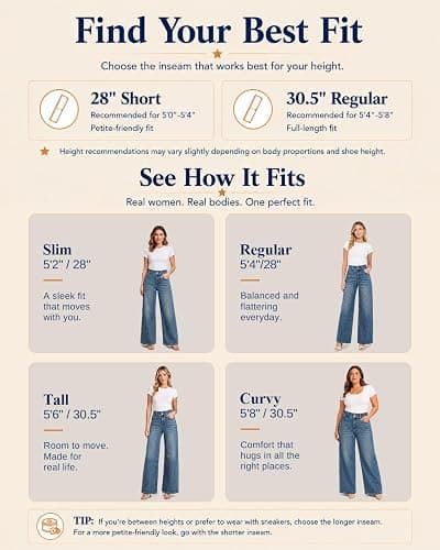 UPNET Women's High Waisted Wide Leg Jeans Stretchy Baggy Pants Trendy Fit | Double-button, High rise, Tummy control, Relaxed Fit, Straight wide legs, Stretch denim, Loose Fit, Trendy everyday fit thumbnail 6