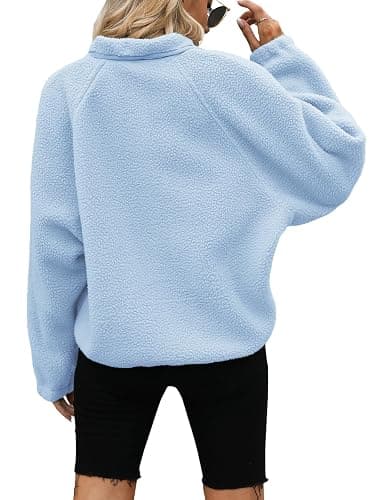 Yanekop Womens Fleece Jacket Fuzzy Long Sleeve Short Winter Coats Button Down Sherpa Jacket Outerwear with Pockets thumbnail 4