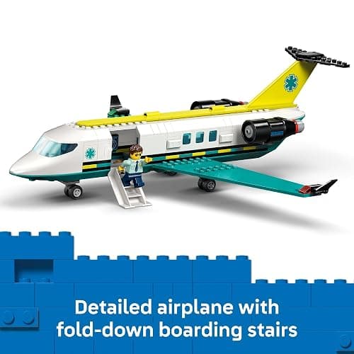 LEGO City Emergency Air Ambulance Airplane Building Toy for Kids - Pretend Play Rescue Airplane Model for Boys & Girls, Ages 6+ - Building Blocks W/Hero Minifigures - Gift Idea for Birthdays - 60465 thumbnail 3