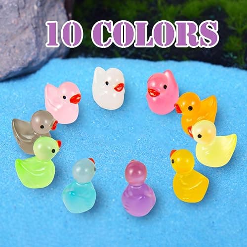 1000Pcs Luminous Mini Resin Duck Tiny Duck Figurine for Fairy Garden Landscape Aquarium Potted Plant Prank Game DIY Ornament Party to Hide, Miniature Dollhouse Accessories, Glow in The Dark, 10 Colors thumbnail 7