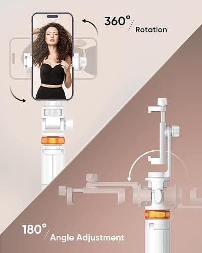 EUCOS 62" Tripod for iPhone, Sturdy Selfie Stick Tripod with Remote & Lightweight Phone Stand, Solidest Portable Cell Phone Tripod, Compatible iPhone Pro Max/Android [White] thumbnail 6
