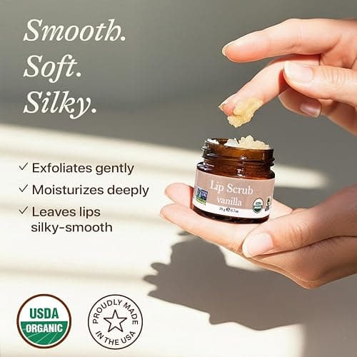 USDA Organic Lip Scrub Vanilla - USA Made with Natural Ingredients, Moisturizing Scrub Exfoliator for Dry Lips, Lip Sugar Scrubber Exfoliator for Smooth Lips, Small Beauty Gifts thumbnail 3