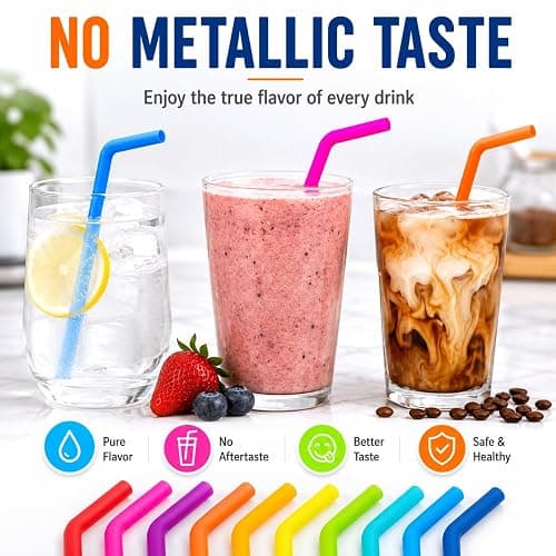 Reusable Silicone Straws for Tumblers, Smoothies & Kids Drinks – 15 Pack Flexible BPA-Free Drinking Straws with 2 Cleaning Brushes – Soft on Teeth & Lips – Fits 20oz & 30oz Tumblers thumbnail 8