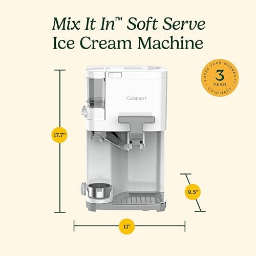 Cuisinart Soft Serve Ice Cream Machine- Mix It In Ice Cream Maker for Frozen Yogurt, Sorbet, Gelato, Drinks 1.5 Quart, White, ICE-48 thumbnail 3
