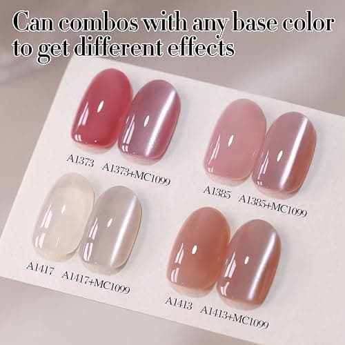 Double Rhythm 0.5 OZ Cat Eye Gel Polish with Magnet 15ML Holographic Glitter Shimmer Translucent Jelly Color Magnetic Nail Polish Salon DIY at Home (Clear Silver-B-MC1099) thumbnail 5