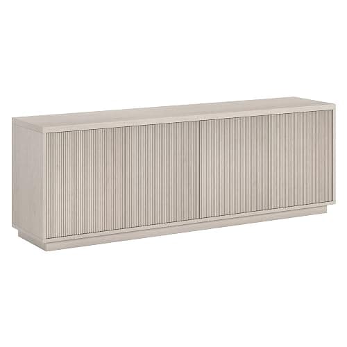 Henn&Hart Fluted TV Stand for TVs up to 75" with 2 Concealed Ribbed Storage Cabinets and Adjustable Shelves for Living Room, Family Room, or Office, Beech White thumbnail 2