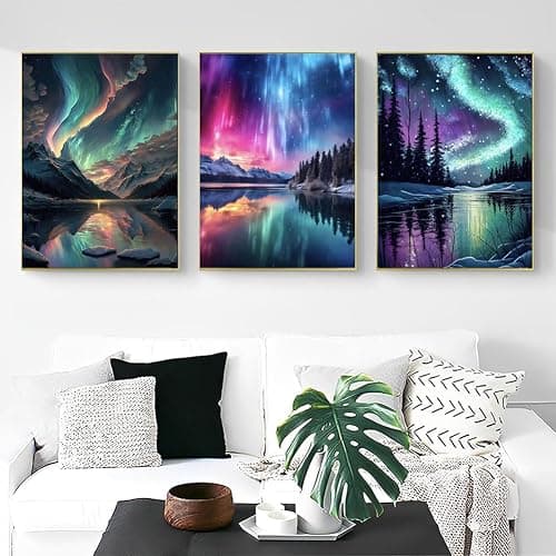 OFRKE Diamond Painting Kits for Adults,3 Pack Aurora Diamond Art for Beginners, Diamond Round 5D Full Drill Paint with Diamonds Pictures Gem Art Painting Kits DIY Crafts Kits 12x16inch thumbnail 4