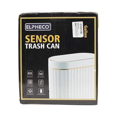 ELPHECO Automatic Motion Sensor Trash Can - 2 Gallon Slimline for Bathroom, Bedroom, Kitchen, Office - White with Gold Trim thumbnail 10