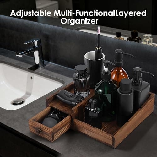 Organizer for Men,Bathroom Countertop Organizers,Perfume Organizer,Cologne Organizers,Bathroom Storage,Restroom Organization,Perfume Stand,GIFS for Men,Adjustable Partition(Bourbon Brown) thumbnail 4