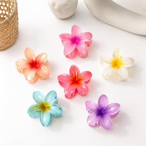 Vigorpace 6 Pcs Flower Hair Claw Clips for Women Girls, Hawaiian Hibiscus Hair Clips, Cute Summer Beach Hair Accessories for Thick Thin Hair thumbnail 3