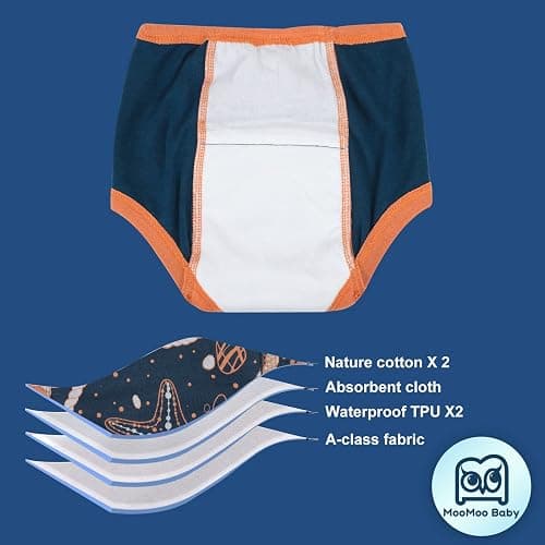 MooMoo Baby 8 Packs Potty Training Pants Cotton Absorbent Training Underwear for Toddler Boy and Girls 2T-9T thumbnail 2