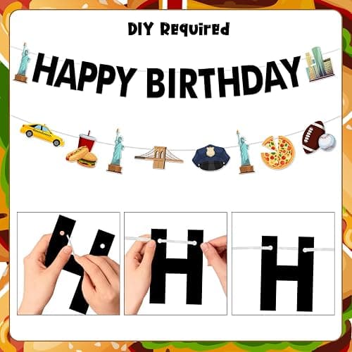 Cheerupp New York City Theme Party Decorations, Cityscape Happy Birthday Garland, American Landmarks Banner Party Sign for Birthday Party Decor Supplies thumbnail 5