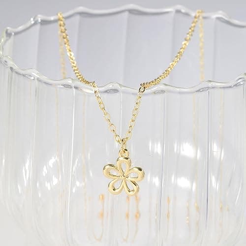 GUOKE Gold Necklace for Women – 14K Gold Plated Dainty Pendant Necklace, Starfish Flower Star Sunflower Heart Infinity Butterfly Cross Shell Minimalist Jewelry for Her thumbnail 5