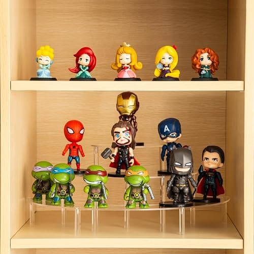 HENABLE Acrylic Display Risers, 3 Tier Clear Cupcake Perfume Stand Organizer, Half Moon Dessert Stand for Display, Food, Amiibo Funko POP Figure (2half thumbnail 4