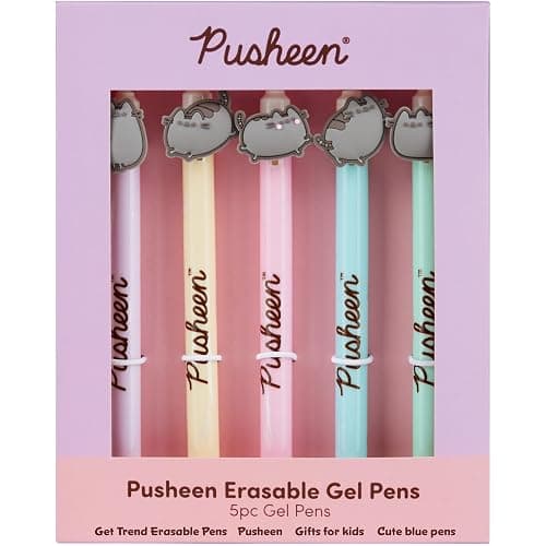 Get Trend Pusheen 5pcs Erasable Gel Ink Pens Cute Writing Pens for Kids Fun Stationery Set Kawaii Journaling Supplies Gift Set Cool Pen Gifts for Kids (Pusheen) - Image 1