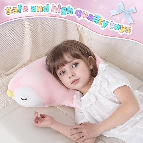 FFxiong 22" Pink Penguin Stuffed Animal Large Plush Toy Cute Soft Body Pillow Big Penguin Plushies Doll Gift for Kids Girl Boy Birthday Valentines thumbnail 6