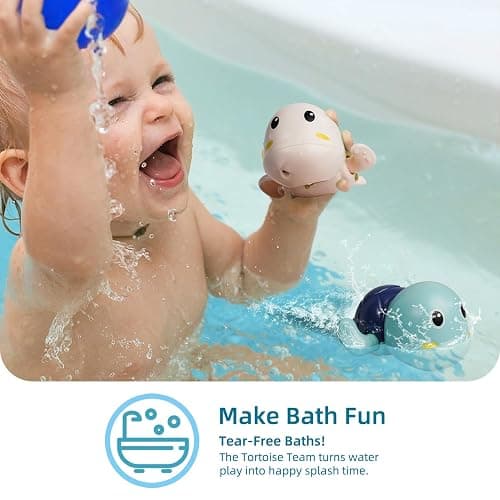LiKee Bath Toys 3 Pack with 3 Colors | Cute Swimming Turtles Wind Up Toys for Baby Toddlers 1+ Years Old | Floating Bath & Pool Toys for Kids Age 1-3-5 | Baby Shower & Birthday Gift (Boys Girls) thumbnail 3