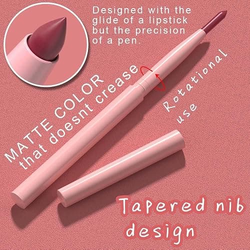 evpct 12Pcs Retractable Lip Liners Pencils Set Pack for Shaping & Sculpting Lips, Mauve Maroon Red Orange Nude Coffee Brown Plum Taupe Creamy Matte Gel Lip Liner Lipliners Pencil delineador de labios thumbnail 4