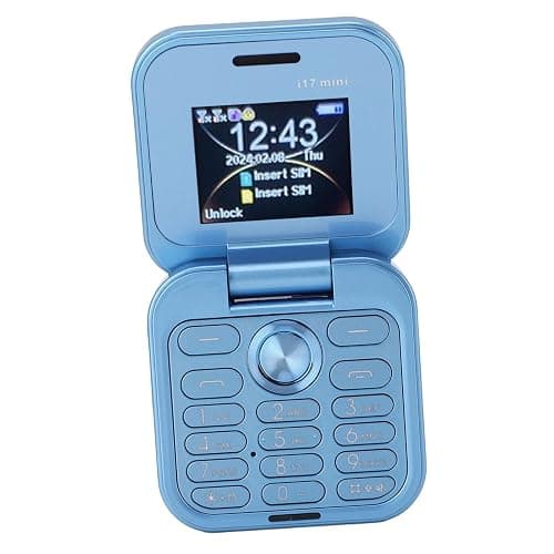 Brrnoo Flip Small Cell Phone Dual Nano SIM Media Player HD Rear Camera LED Flashlight GSM Network Seniors (Blue) thumbnail 4
