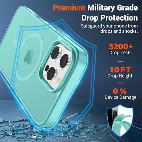SUPFINE Magnetic for iPhone 16 Pro Case (Compatible with MagSafe) (Military Grade Drop Protection) Slim Translucent Matte Shockproof with Anti-Fingerprint Phone Case, Blue Green thumbnail 3