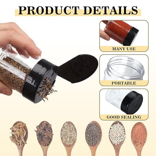 Blushtier 24 Pack 1 oz Plastic Spice Jars with Shaker Lids Clear Seasoning Containers Bottles Round Mini Spice Shakers for Kitchen Storing Herbs Seasoning Powders thumbnail 4