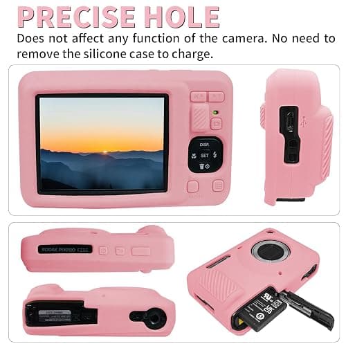 Easy Hood Camera Case for Kodak PIXPRO FZ55, Soft Silicone Cover Anti-Scratch Slim Fit FZ55 DSLR Camera Sleeve Body Skin Travel Protective Case, Pink thumbnail 4