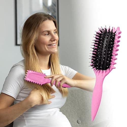 Curl Hair Brush, Lockenbürste, Curl Define Styling Brush, Curl Define Stylingbürste, Haarbürste zum Entwirren für Frauen (Rosa) - Rosa thumbnail 3