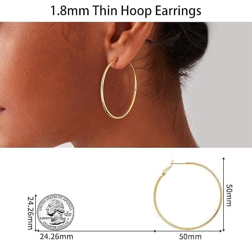 Gacimy Gold Hoop Earrings for Women 14K Gold Plated, 925 Sterling Silver Post Hypoallergenic Earrings Hoops for Women thumbnail 7