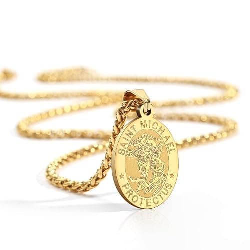 Zocomi Catholic First Communion/Confirmation Gifts for Boys Men,Saint Christopher/Michael/Anthony/Jude/Joseph Medal Necklace，Oval Saint Patron Medal Religious Amulet Gifts thumbnail 4
