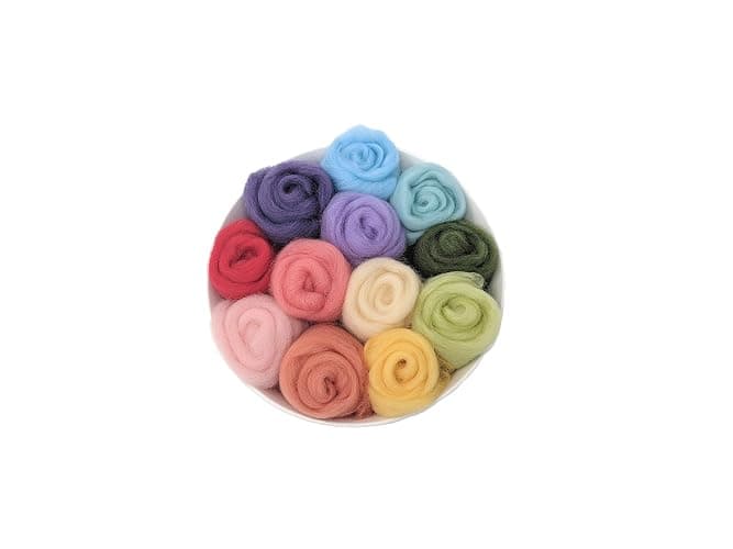 Cool Beans Boutique C Needle Felting Wool Set of 10 Colors (8 Grams Each Color) - Choose from Pastel Spring, Bold Summer, Warm Harvest Autumn, and ICY Blue Winter Series (Rainbow) thumbnail 5