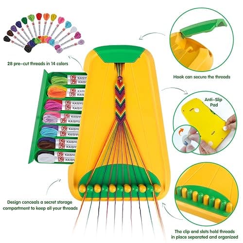 Maynacs Arts and Crafts for Kids Ages 8-12,Friendship Bracelet Making Kit for Girl,Kids Jewelry Making Kit with 28 Pre-Cut Threads,Christmas Birthday Gifts for Ages 6 7 8 9 10 11 12 Year Old Green thumbnail 2